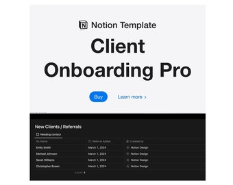 Notion Template Client Onboarding Pro, Management & Client Hub, Notion Referral Manager, Digital Streamline Workflow Template