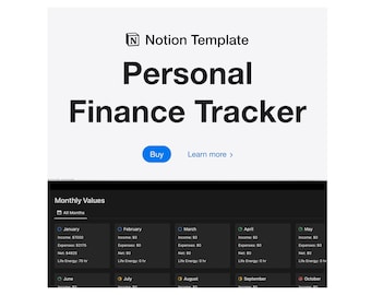 Notion Template Personal Finance Tracker, Ultimate Personal Finance Mastery, Notion Tracker Template, Finance Management for Everyone