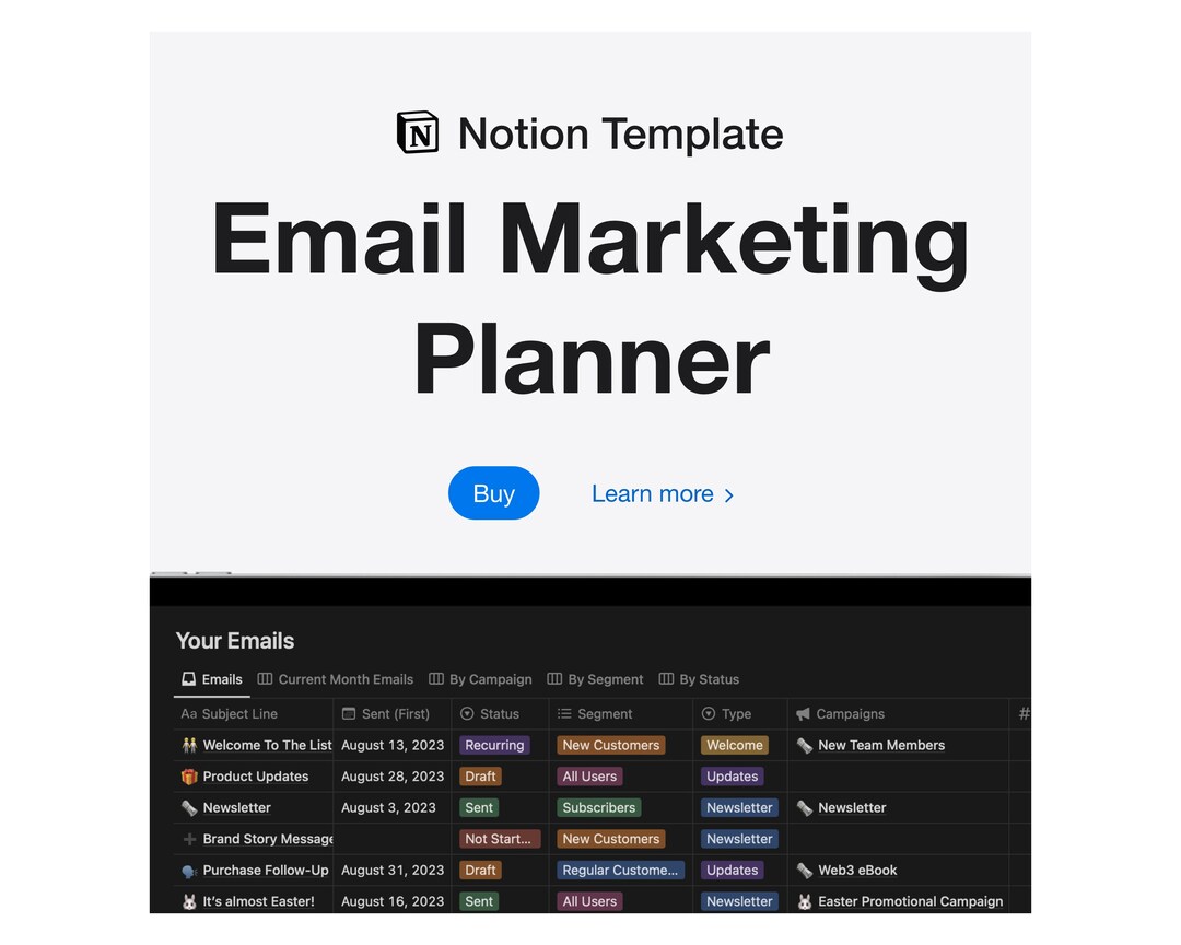 Notion Template Email Marketing Planner, Ultimate Email Marketing ...