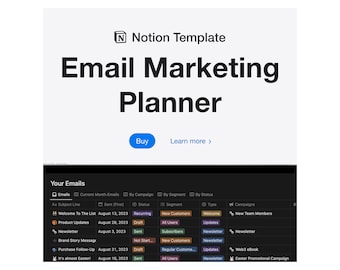 Notion Template Email Marketing Planner, Ultimate Email Marketing Mastery, Notion Planner Template, Email Dashboard for Everyone