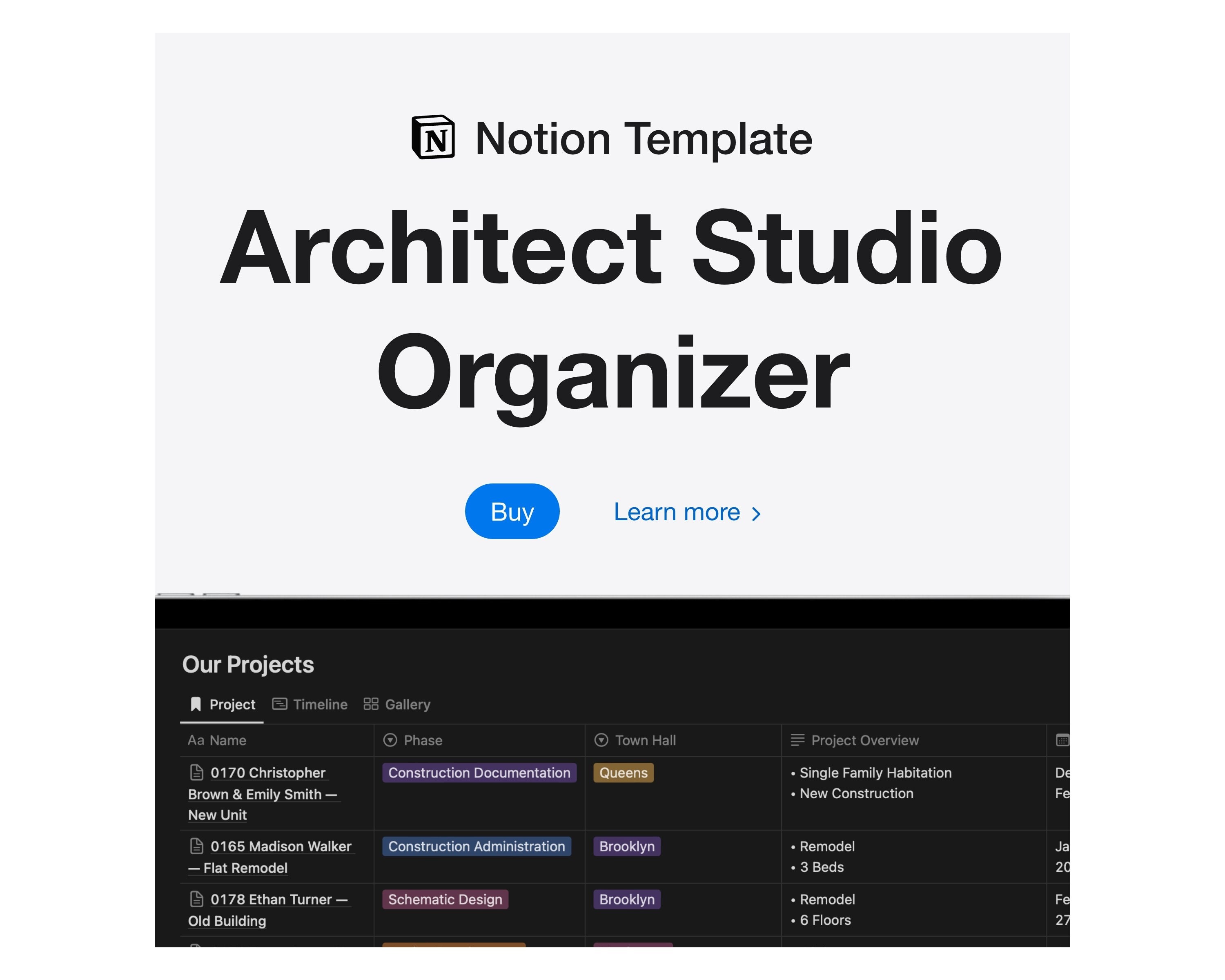 Notion Template Architect Studio Organizer, Ultimate Studio Manager, Notion Project Management, Architecture Portfolio Template