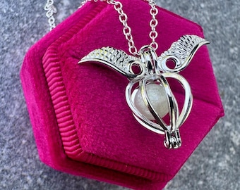 Breastmilk Pearl Locket - Wing-  Breastmilk Pearl - Sterling Silver (NOT A DIY KIT) - Breastmilk Jewelry - Breastmilk Jewelry