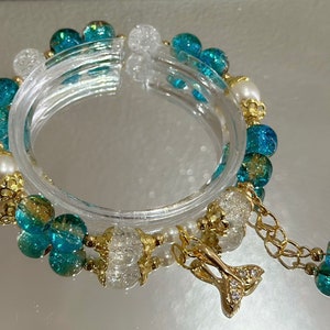 Sea Green Glitter Pony Beads for Jewelry Making, Kandi Bracelet