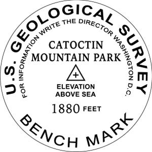 Catocin Mountain Park,  US Geological Survey Benchmark Image.  .svg, .eps and .png Digital Files Instant Download for USGS Bench Marks