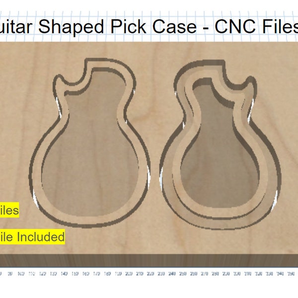 Guitar shaped pick case SVG and Easel link, CNC ready, instant digital download, Guitar shaped pick box, gift for guitar player