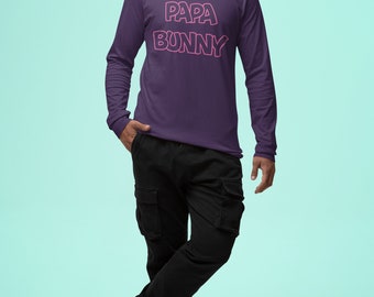 Papa Bunny - Unisex Ultra Cotton T-shirt met lange mouwen, op maat gemaakt shirt met lange mouwen, gepersonaliseerd shirt met lange mouwen, aangepast shirt, gepersonaliseerd T-shirt,