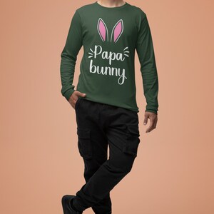 Papa Bunny - Unisex Ultra Cotton Long Sleeve Tee, Long Sleeve Shirt, Personalized Long Sleeve Shirt, Custom Shirt, Backside Custom Shirt,