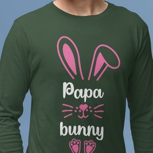 Papa Bunny Family Easter Long Sleeve Tee, Shirt for Papa, Gift for Grandpa, Papa Easter Gift for father, Personalized Easter Gift for Dad
