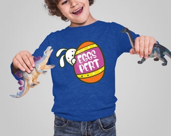 Eggspert Easter Toddler Long Sleeve Tee: Bunny Egg Hunt Shirt