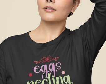 Eggspecting A Bunny Long Sleeve Tee: Unisex Jersey Shirt