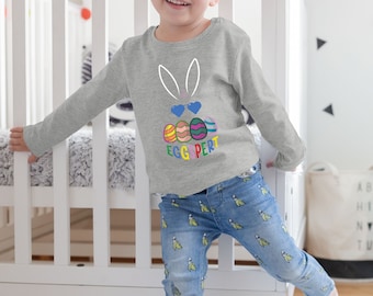 Eggspert Easter Toddler Long Sleeve Tee: Bunny Egg Hunt Shirt