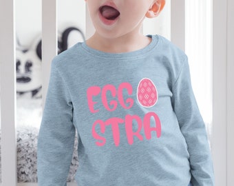 Koszulka z długim rękawem dla malucha z motywem wielkanocnym Eggstra: Zabawny T-shirt z króliczkiem
