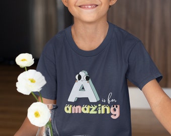 A Is For Amazing, Toddler Short Sleeve Tee, Cute Baby, Toddler name T-shirt, Baby gift, baby shirt, Youth Shirt, Toddler Shirt