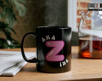 Verbazingwekkende zwarte glanzende mok, koffiemok, mokgeschenken, mok voor mannen en vrouwen, cadeau voor haar, cadeau voor hem, cadeau-ideeën, Pod keramische beker 11 oz