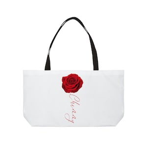 Chammy Red Rose Bag, Red Rose Flower Floral Leather Hand Bags with Shoulder Strap for Women Men Adults, Red Rose Wallet, Love Tote Bag
