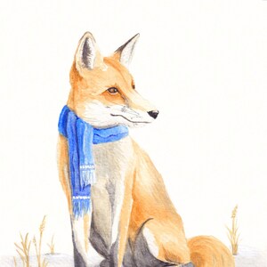 Watercolor Fox, Minimal Nature Painting, Fine Art Print, Watercolor Print, Illustration