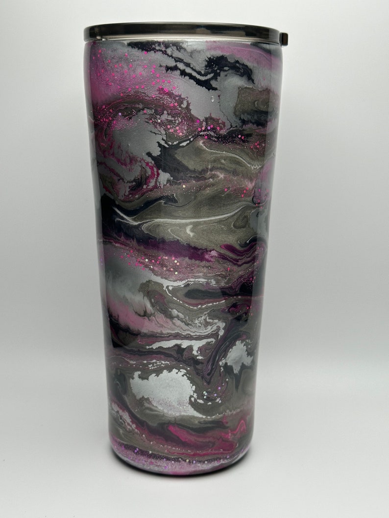 24 Oz. Stainless Steel Tumbler With Glitter and Alcohol Ink Etsy