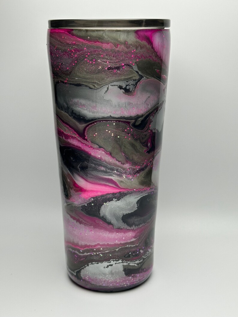 24 Oz. Stainless Steel Tumbler With Glitter and Alcohol Ink Etsy