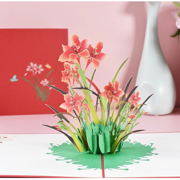 Handmade Lily 3D Pop Up Greeting Card Happy Birthday, Thank You, Thinking of You, Anniversary, Romantic, Just Because, Friendship, Get Well