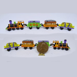 Casa de muñecas Miniatura 1:12, Juego de trenes de juguete de Halloween embrujado OOAK pintado a mano