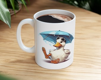 DUCK SUMMER BECHER, Kaffeetasse, Anime-Becher, niedlicher und lustiger weißer Keramik-Enten-Kaffeebecher ist entzückendes Geschenk für Freunde und Familienmitglieder