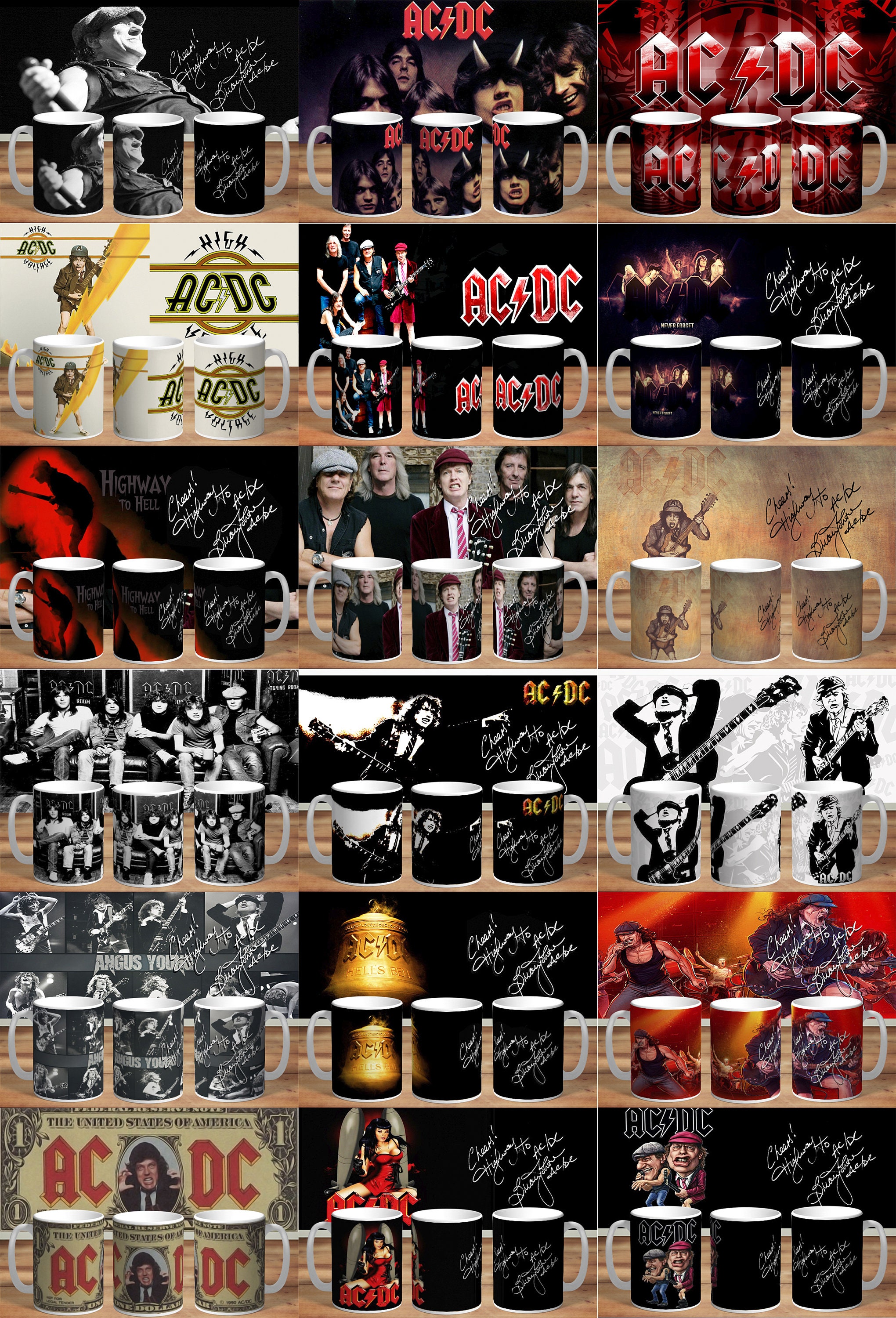 AC/DC Mugs PACK : 30 Unique Mug Design Templates With Mock-ups - Etsy
