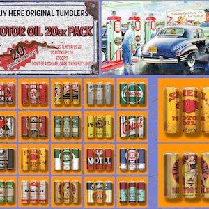 Motor Oil Tumblers Templates Pack 20 templates 20 mock ups