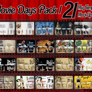 Movie Days Mug Templates Pack I 21 Mug Templates and 21 mock Ups