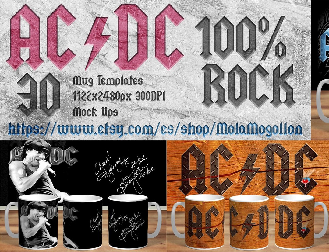AC/DC Mugs PACK : 30 Unique Mug Design Templates With Mock-ups - Etsy