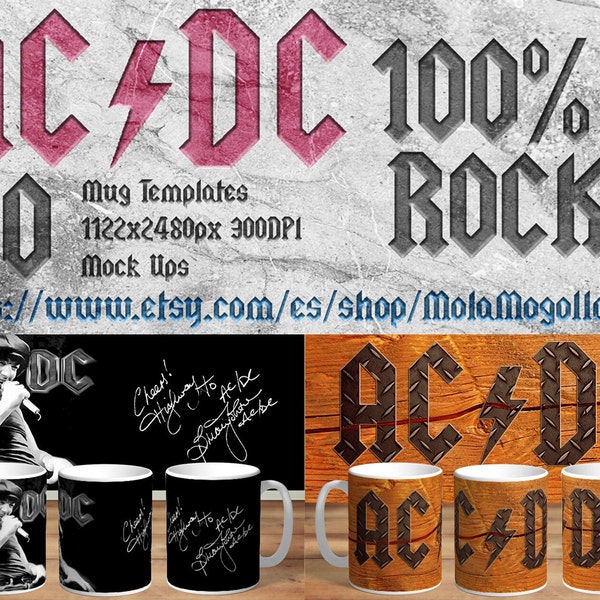 AC/DC Mugs PACK : 30 Unique Mug Design Templates with Mock-ups