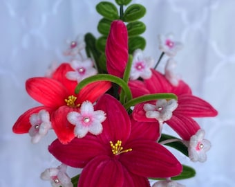 Handmade Pipe Cleaner Flower Arrangement | Pink Lilies & Daisies | Forever Flowers