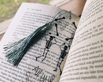 Put Em Up Skeleton Bone Black Clear Bookmark