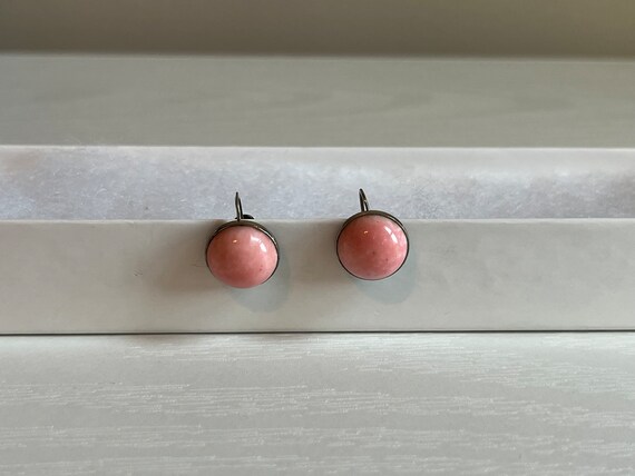 Vintage Coral Pink Screw Back Earrings - image 1