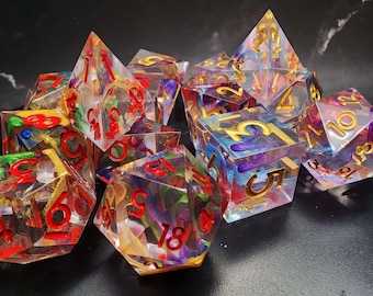 Colorstorm Dice Carnival | Sharp Resin Dice | Sharp Resin Dice Sets | DnD Dice  | Gift Dice | TTRPG Accessories | Fere Loot | Ships Free 35+