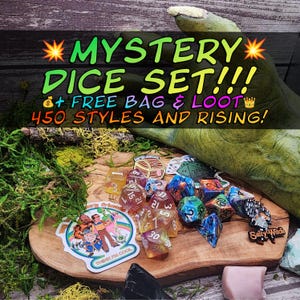 Goblin Mystery Dice Set | Random RPG & DnD Polyhedral Dice with Bag | TTRPG Dice Grab Bag | Free Loot and Shipping 35+