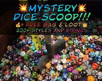 DnD Dice Scoop Gift Bag | Mystery Dice, 500+ Styles | TTRPG Gifts