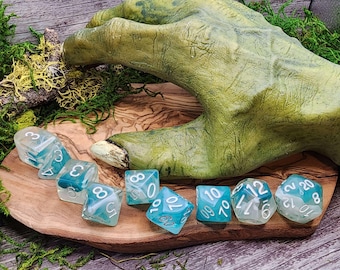 Stormfrost Relics Dice | D&D| Snow Dice | Dungeons and Dragons Dice | Water Dice | Polyhedral Dice | Ice Dice | Includes Colorful Burlap Bag