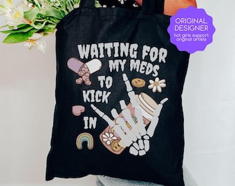 Meds Tote Bag Chronic Illness Christmas Gift Dr Appt Bag for Medication Reusable Canvas Shopping Fibromyalgia Hospital Pain Endometriosis