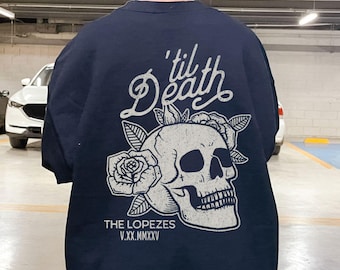Til Death Sweatshirt Personalized Wedding Day Hoodie Edgy Mr & Mrs Honeymoon Matching Couple Tops Skeleton Bride Groom Gift Anniversary Goth