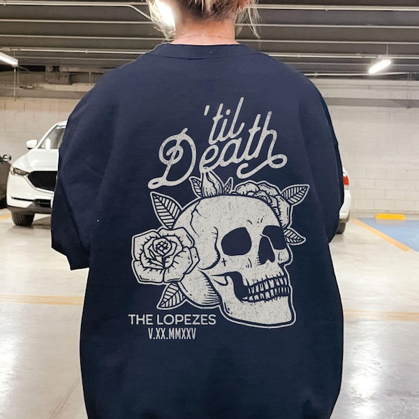 Bis Death Sweatshirt Personalisierter Hochzeit Tag Hoodie Edgy Mr & Mrs Flitterwochen Passendes Paar Tops Skelett Braut Bräutigam Geschenk Jahrestag Goth
