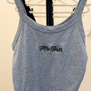 Embroidered Mrs Tank Top Custom Bride Shirt Engagement Gift Bridal Shower Wedding Future Mrs Cute Honeymoon Outfit Trendy Wife Tee Wifey