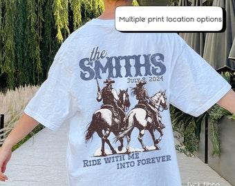 Custom Western Couple's Shirts Country Bride Groom Wedding Tees Cowgirl Cowboy T-shirt Wife Husband Mr & Mrs Trendy Wedding Gift Horse Cute