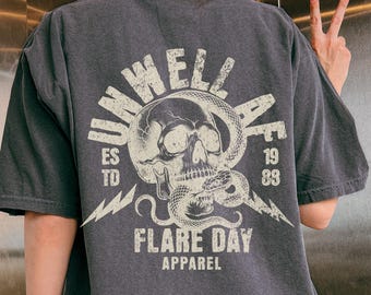 Unwell AF Flare Day T-Shirt für Chronische Krankheit Awareness, Fibromyalgie Geschenke, Autoimmune Krieger, Spoonie Merch, Disability Pride Shirt