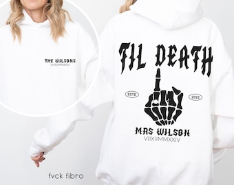 Wedding Sweatshirts Bride & Groom Hoodies Just Married Mr and Mrs Husband and Wife Newlywed Couples Gift Tees Custom Til Death Honeymoon