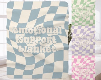 Trendy Personal Blanket Gift Cute Emotional Support Blanket Sherpa Minky Checkered Throw Mental Health Anxiety Depression Anxious Break Up