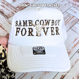 Western Bachelorette Trucker Hats Same Cowboy Forever Nashville Bach Party Embroidered Bride Hats Bridal Shower Gift Wife Truckers Wifey