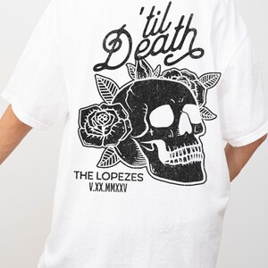 Custom Til Death T-shirt Bride & Groom Gift Wedding Day Shirt Just Married Mr Mrs Skull Skeleton Matching Husband Wife Honeymoon Anniversary