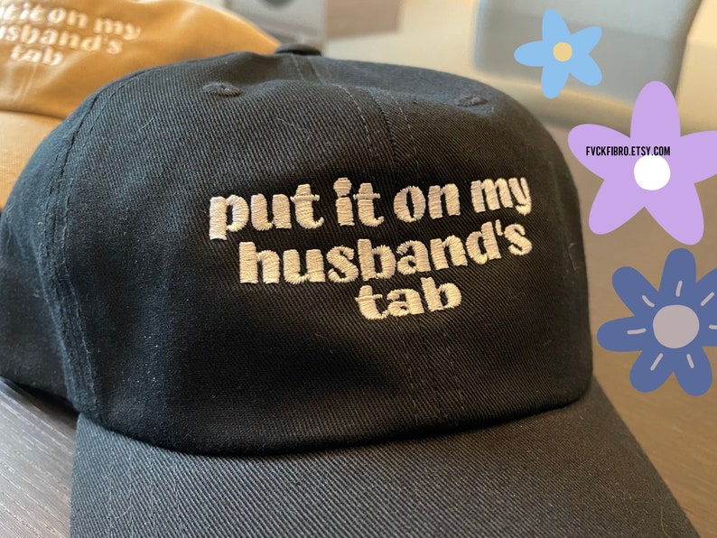 Embroidered Hat Bridal Shower Gift Funny Put It on My Husbands Tab Hat ...