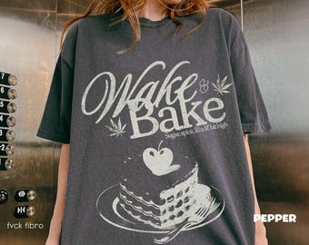 Camiseta Wake & Bake, camiseta Marijuana Comfort Colors®, merchandising estético de marihuana, regalo 420, camiseta Stoner Babe, camisetas de ganja, regalos para fumetas, fumador de marihuana