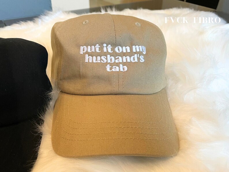 Embroidered Hat Bridal Shower Gift Funny Put It on My Husbands Tab Hat ...